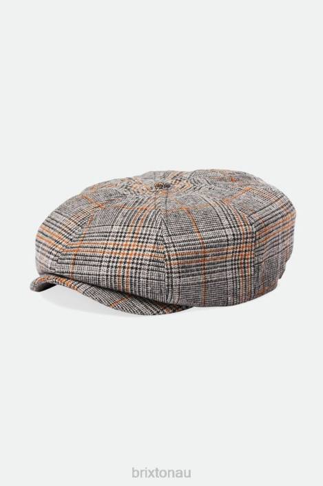 Accessories Off White/Black/Paradise Orange Brixton 0FDH302 Men Brood Newsboy Cap