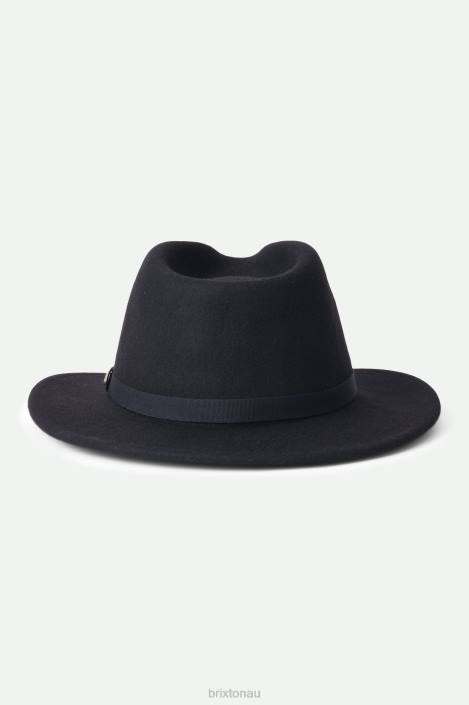Accessories Black Brixton 0FDH225 Men Messer Packable Fedora