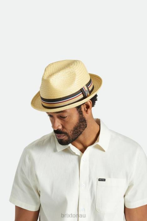 Accessories Tan Brixton 0FDH174 Men Castor Straw Fedora