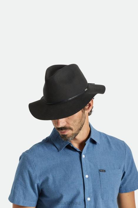 Accessories Washed Black Brixton 0FDH234 Men Wesley Packable Fedora