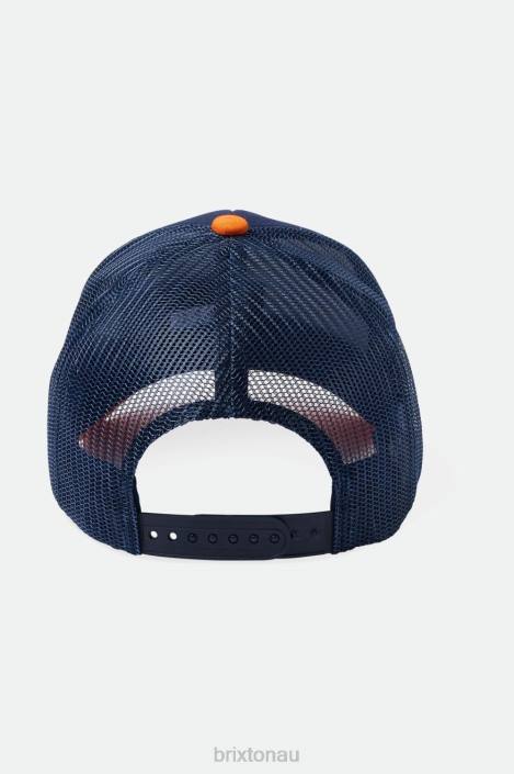 Accessories Washed Navy/Paradise Orange Brixton 0FDH255 Men Crest Netplus MP Trucker Hat