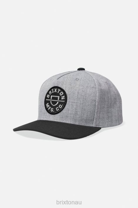 Accessories Heather Grey/Black Brixton 0FDH260 Men Crest C Netplus MP Snapback