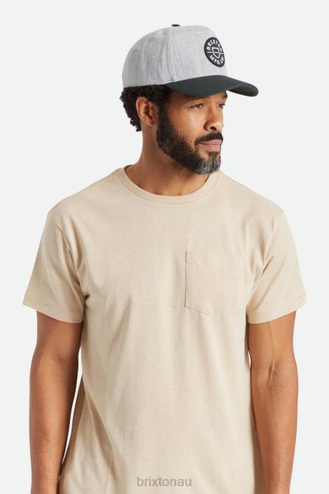 Accessories Heather Grey/Black Brixton 0FDH260 Men Crest C Netplus MP Snapback