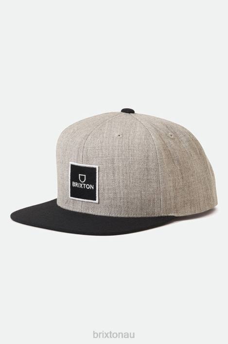 Accessories Heather Grey/Black Brixton 0FDH287 Men Alpha Square Netlpus MP Snapback