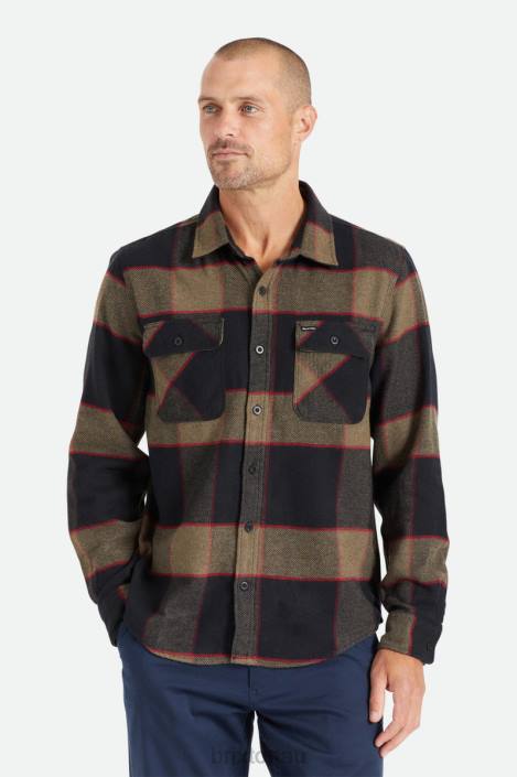 Apparel Heather Grey/Charcoal Brixton 0FDH19 Men Bowery L/S Flannel