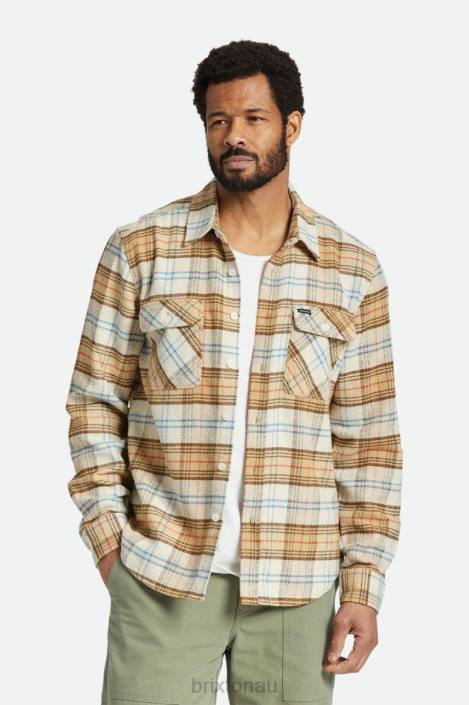 Apparel Off White/Whitecap/Dark Earth Brixton 0FDH17 Men Bowery L/S Flannel