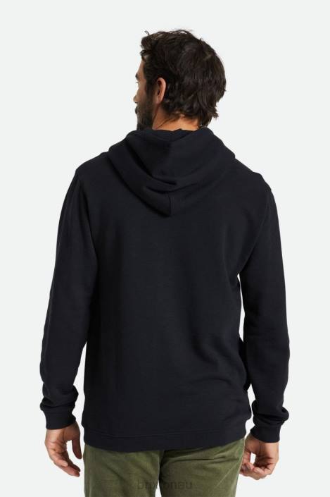 Apparel Black Brixton 0FDH132 Men Crest Summer Weight French Terry Hood