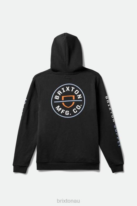 Apparel Black/Dusty Blue/Burnt Red Brixton 0FDH130 Men Crest Hood