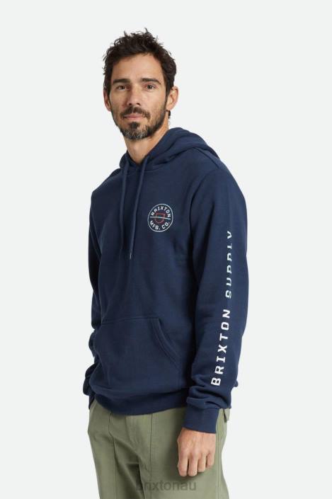Apparel Washed Navy/White/Mineral Grey Brixton 0FDH131 Men Crest Hood