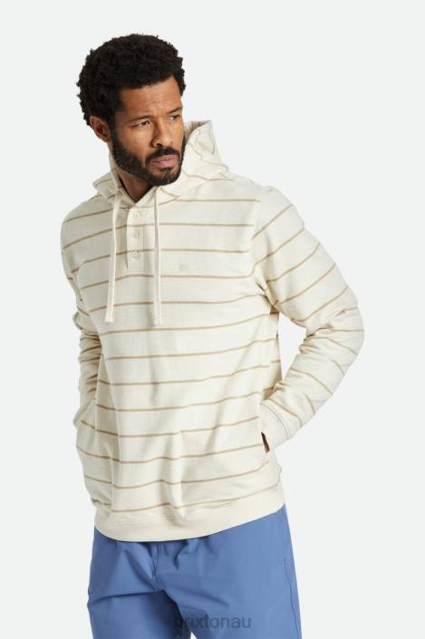 Apparel Whitecap/Sand Brixton 0FDH135 Men Slub French Terry Henley Hood