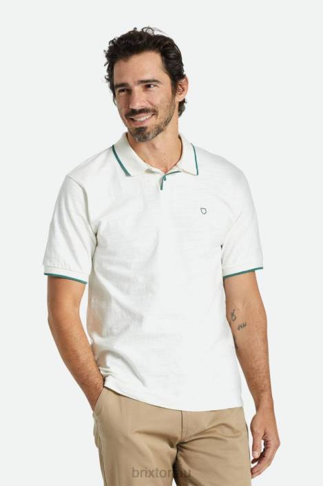 Apparel Off White/Spruce Brixton 0FDH121 Men Proper Slub S/S Polo