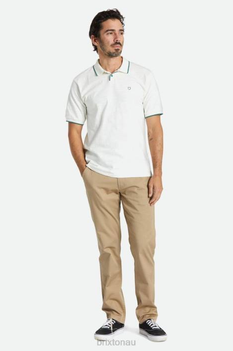 Apparel Off White/Spruce Brixton 0FDH121 Men Proper Slub S/S Polo
