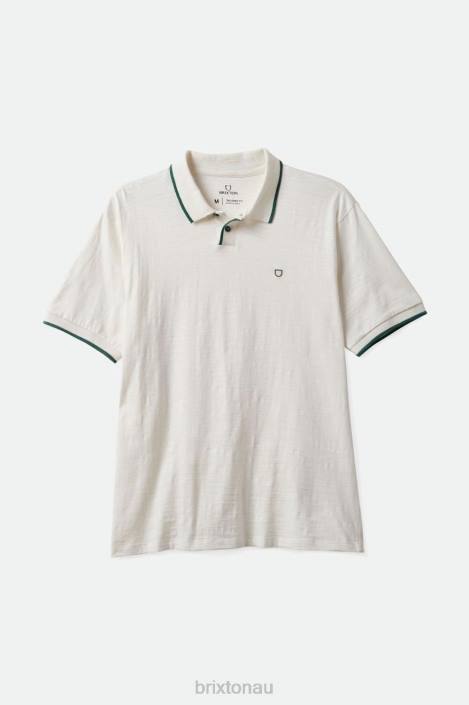 Apparel Off White/Spruce Brixton 0FDH121 Men Proper Slub S/S Polo