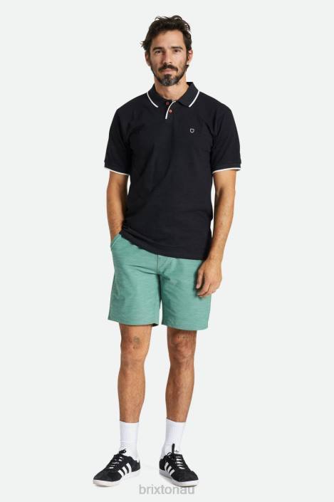 Apparel Washed Black/Off White Brixton 0FDH119 Men Proper Slub S/S Polo