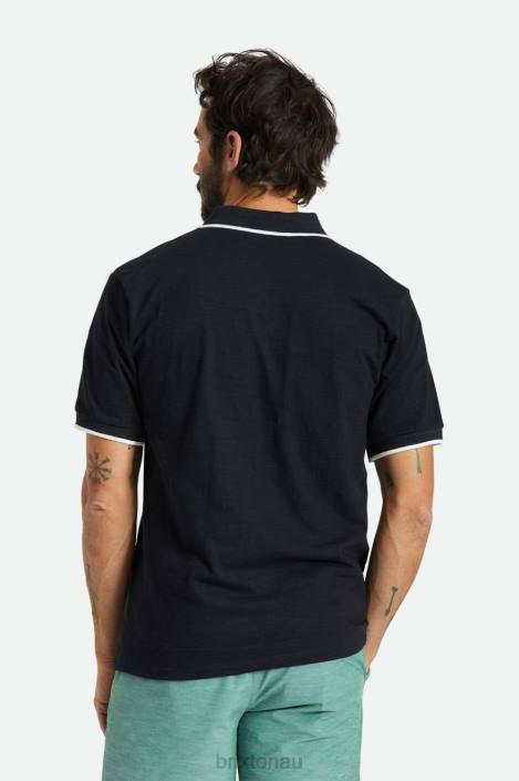 Apparel Washed Black/Off White Brixton 0FDH119 Men Proper Slub S/S Polo