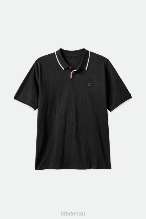Apparel Washed Black/Off White Brixton 0FDH119 Men Proper Slub S/S Polo