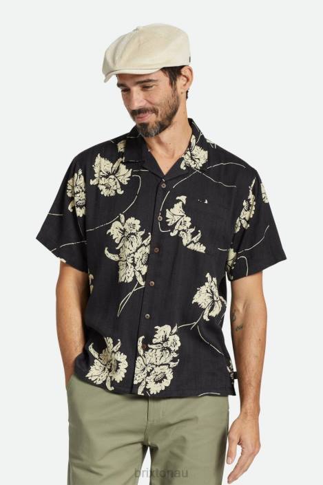 Apparel Washed Black/Off White Brixton 0FDH3 Men Bunker Slub S/S Woven Shirt