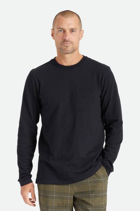 Apparel Black Brixton 0FDH101 Men Basic Slub L/S Pocket Tee