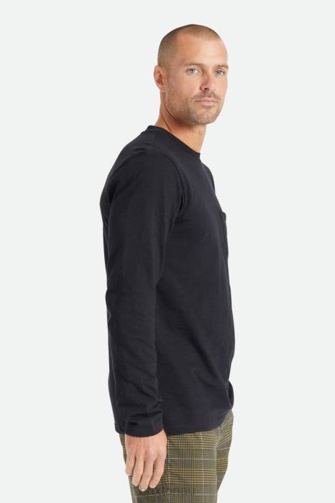 Apparel Black Brixton 0FDH101 Men Basic Slub L/S Pocket Tee