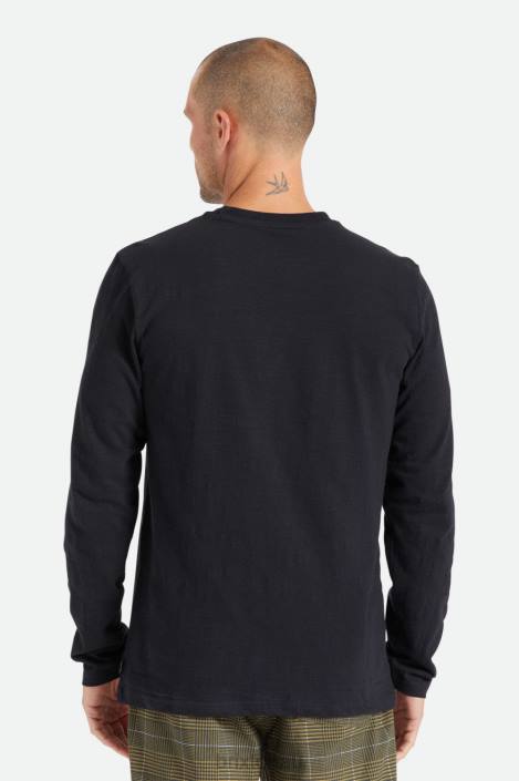 Apparel Black Brixton 0FDH101 Men Basic Slub L/S Pocket Tee
