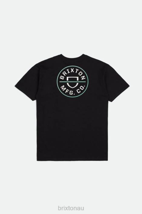 Apparel Black/Off White/Jade Brixton 0FDH56 Men Crest II S/S Standard Tee