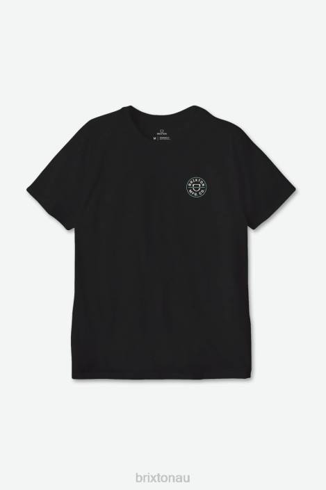 Apparel Black/Off White/Jade Brixton 0FDH56 Men Crest II S/S Standard Tee