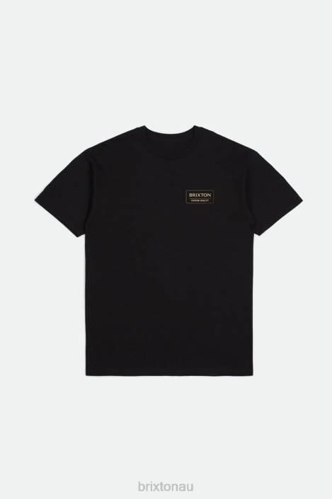 Apparel Black/Straw/Dark Earth Brixton 0FDH86 Men Palmer Proper S/S Standard Tee