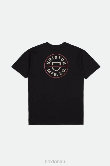 Apparel Black/Whitecap/Dusty Cedar Brixton 0FDH53 Men Crest II S/S Standard Tee