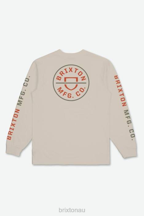 Apparel Cream/Burnt Red/Olive Surplus Brixton 0FDH85 Men Crest L/S Tee