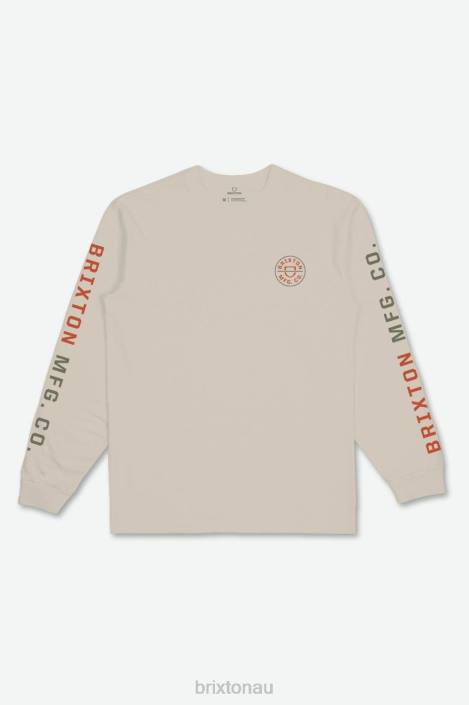 Apparel Cream/Burnt Red/Olive Surplus Brixton 0FDH85 Men Crest L/S Tee