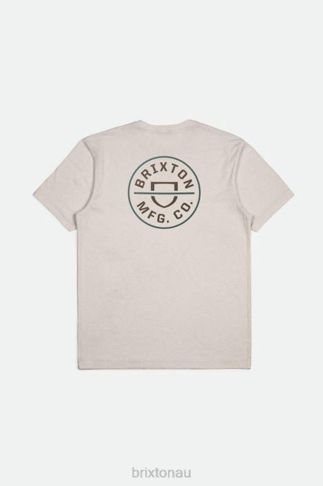 Apparel Cream/Dark Earth/Spruce Brixton 0FDH55 Men Crest II S/S Standard Tee