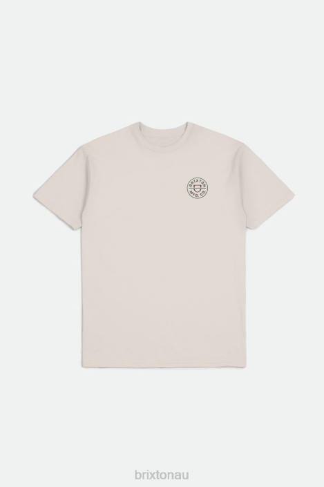 Apparel Cream/Dark Earth/Spruce Brixton 0FDH55 Men Crest II S/S Standard Tee