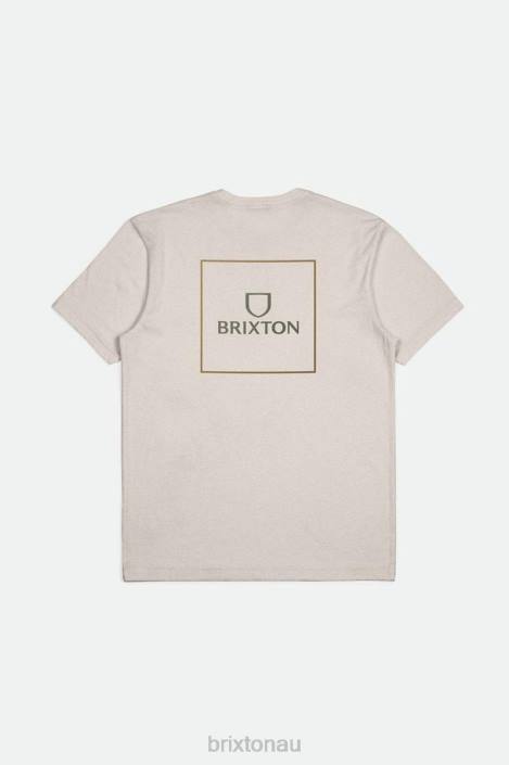 Apparel Cream/Olive Surplus/Brass Brixton 0FDH92 Men Alpha Square S/S Standard Tee