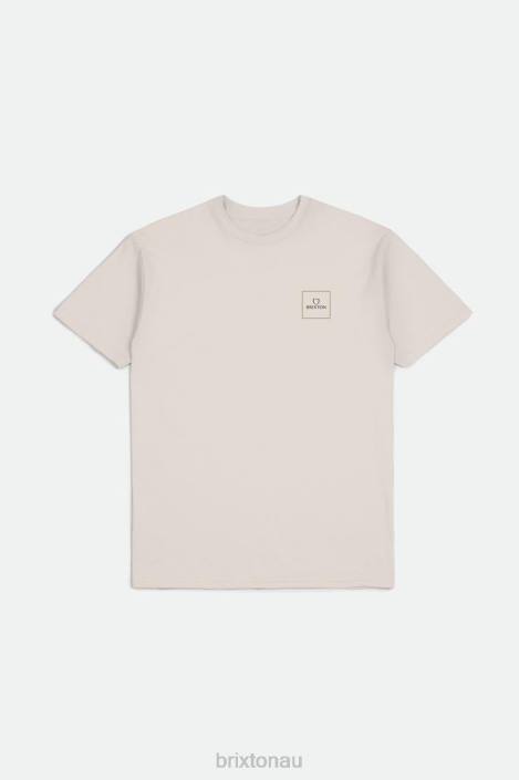 Apparel Cream/Olive Surplus/Brass Brixton 0FDH92 Men Alpha Square S/S Standard Tee