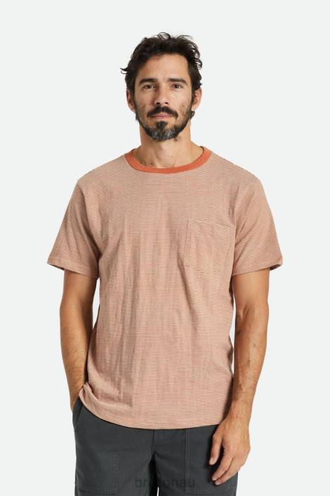 Apparel Orange Paradise/Mineral Grey Brixton 0FDH71 Men Hilt Slub S/S Pocket Tee
