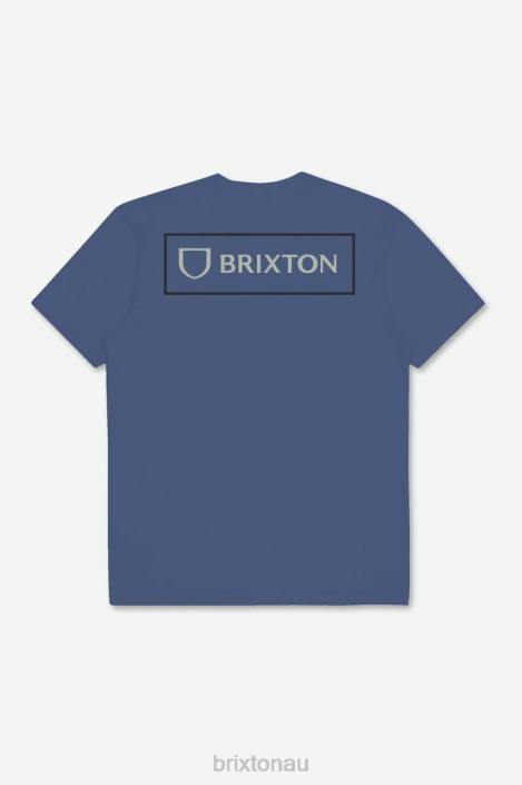 Apparel Pacific Blue/Mineral Grey/Black Brixton 0FDH73 Men Alpha Block S/S Tailored Tee