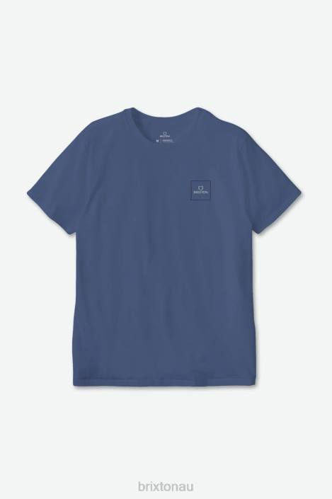 Apparel Pacific Blue/Mineral Grey/Black Brixton 0FDH73 Men Alpha Block S/S Tailored Tee