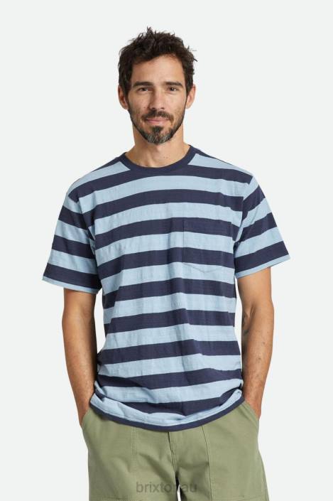 Apparel Washed Navy/Dusty Blue Brixton 0FDH70 Men Hilt Slub S/S Pocket Tee