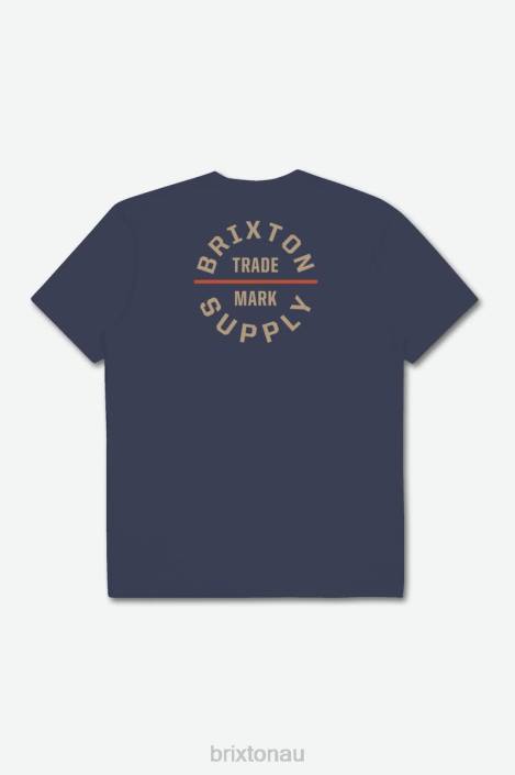 Apparel Washed Navy/Sand Brixton 0FDH32 Men Oath V S/S Standard Tee