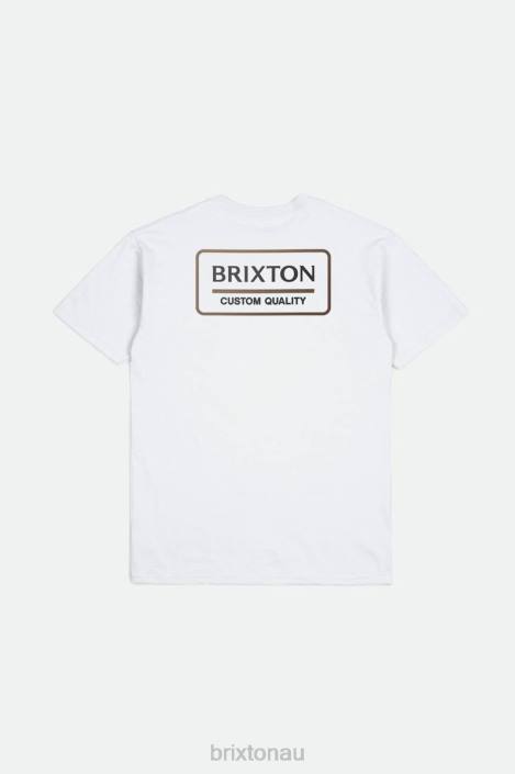 Apparel White/Black/Bison Brixton 0FDH116 Men Palmer Proper S/S Standard Tee
