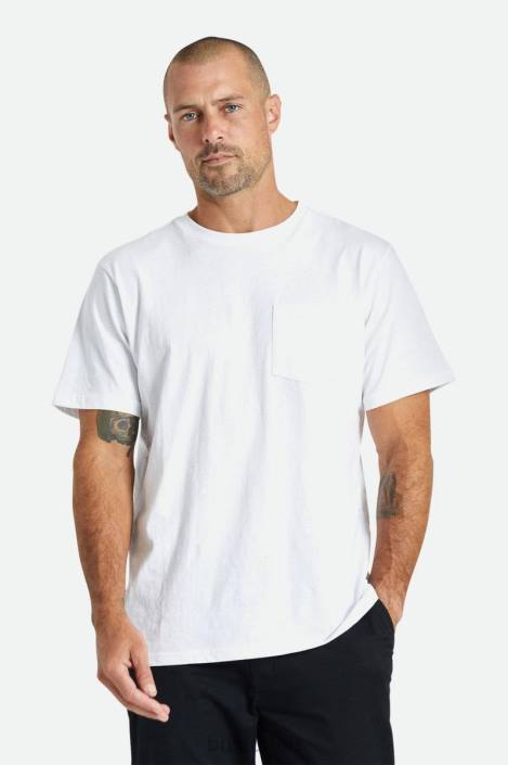 Apparel White Brixton 0FDH67 Men Premium Cotton S/S Pocket Tee