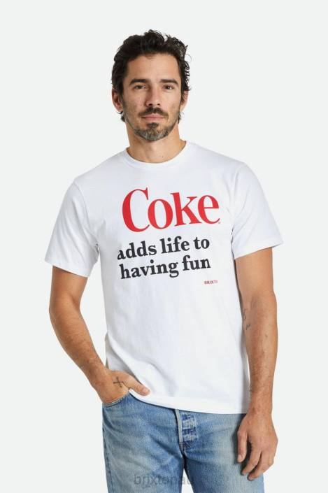 Apparel White Brixton 0FDH74 Men Coca-Cola Having Fun S/S Tailored Tee
