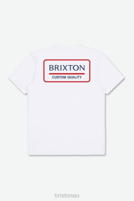 Apparel White/Pacific Blue/Aloha Red Brixton 0FDH91 Men Palmer Proper S/S Standard Tee