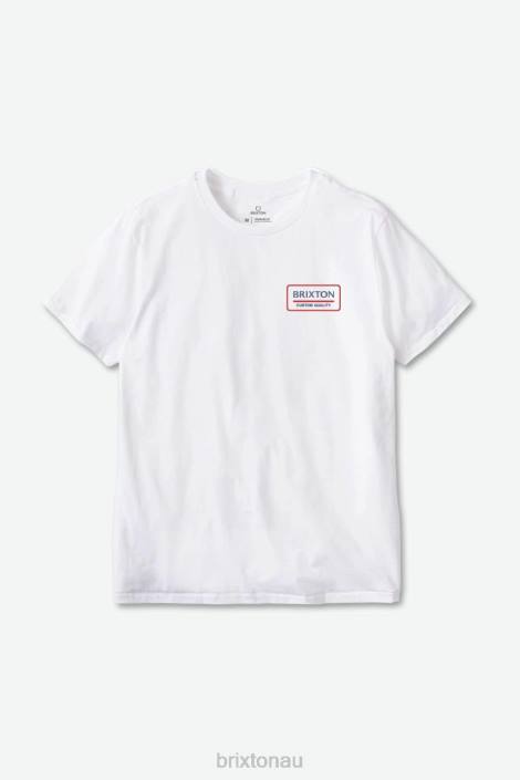 Apparel White/Pacific Blue/Aloha Red Brixton 0FDH91 Men Palmer Proper S/S Standard Tee