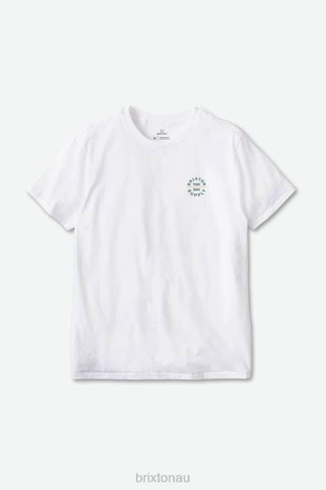 Apparel White/Spruce Brixton 0FDH31 Men Oath V S/S Standard Tee