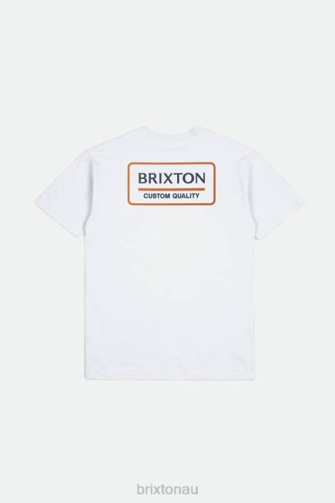 Apparel White/Washed Navy/Paradise Orange Brixton 0FDH88 Men Palmer Proper S/S Standard Tee