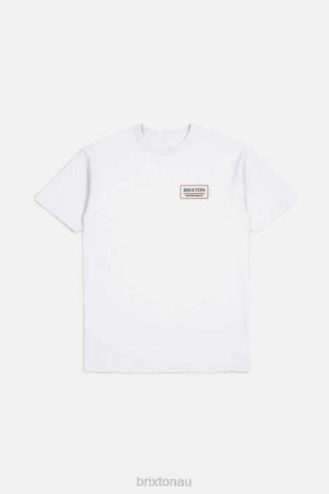 Apparel White/Washed Navy/Paradise Orange Brixton 0FDH88 Men Palmer Proper S/S Standard Tee