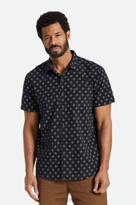 Apparel Black/Off White Geo Brixton 0FDH22 Men Charter Print S/S Woven