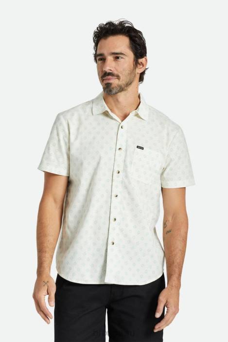 Apparel Off White/Jade Geo Brixton 0FDH23 Men Charter Print S/S Woven