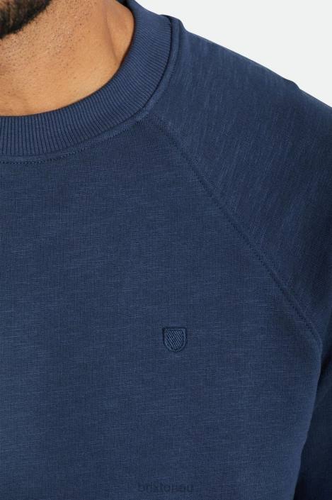 Apparel Washed Navy Brixton 0FDH136 Men Slub French Terry Crew